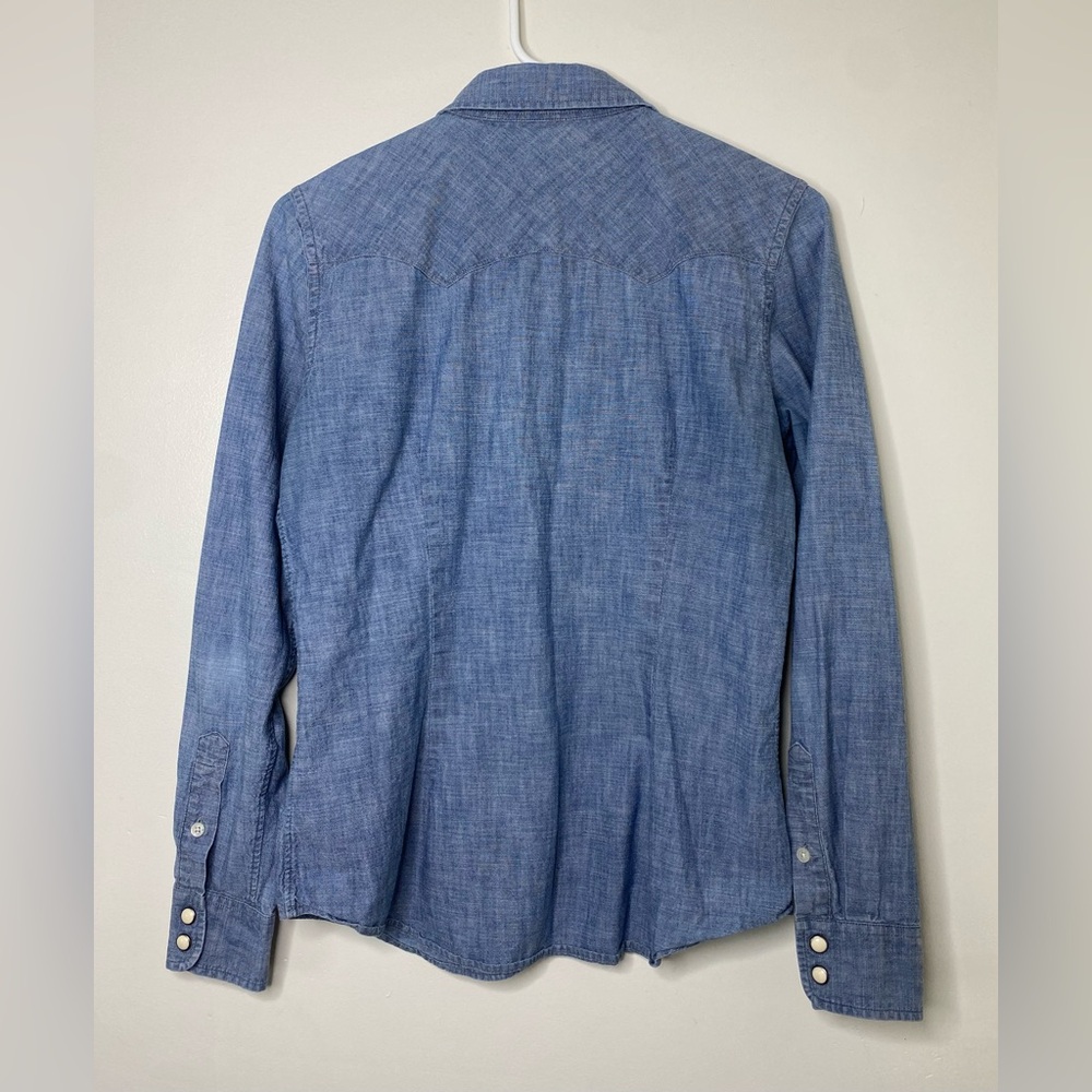 LRL Ralph Lauren Jeans Women’s Small Long Sleeve Pearl Snap Denim Western Shirt - Picture 3 of 5